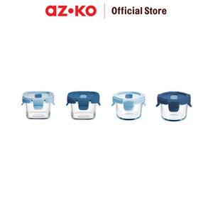 [EZO.0800617] AZKO Picas Set 4 Pcs Wadah Makanan Kaca Mini Food Container Kotak Makan Food Grade Serbaguna Tempat Makanan Food Storage Kitchenware