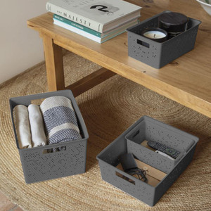 [EZO.0800643] AZKO Stora Keranjang Penyimpanan - Abu-Abu Terra Storage Basket Kotak Penyimpanan Serbaguna Bin Organizer Tempat Simpan Barang