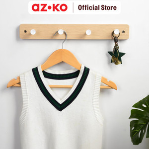[EZO.0800655] AZKO Stora Gantungan Dinding 4 Kait - Putih/Cokelat Pengait Multifungsi Tembok Clothes Hook Tempat Gantung Pakaian Barang Serbaguna