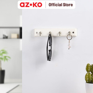 [EZO.0800656] AZKO Stora Gantungan Dinding 4 Tingkat - Putih Pengait Multifungsi Tembok Clothes Hook Tempat Gantung Pakaian Barang Serbaguna