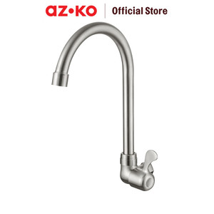 [EZO.0800660] AZKO Fosa Keran Dapur Dinding Stainless Steel - Silver Kitchen Sink Faucet Peralatan Dapur Kran Air Wastafel