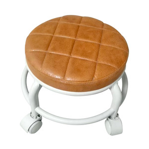 [EZO.0800691] AZKO Soleil Almond Bangku Dengan Roda Low Rolling Stool Stool With Cushion Tempat Duduk Empuk Serbaguna Bangku Cafe Hotel Furniture Interior Rumah
