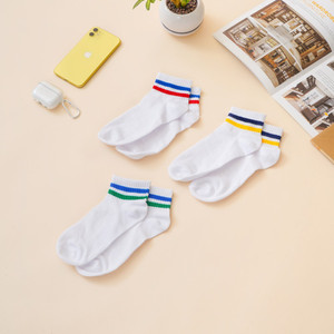 [EZO.0800717] AZKO Ataru Set 3 Pasang Kaos Kaki Stripes Unisex Socks Kaos Kaki Pendek Olahraga School Socks