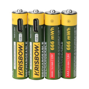 [EZO.0800735] AZKO Krisbow Set 4 Pcs Baterai Rechargeable Type C Batre Isi Ulang Peralatan Elektronik Battery Rechargeable