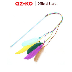 [EZO.0800753] AZKO Paws N Tail Mainan Kucing Stick Dengan Feathers - Biru Mainan Bulu-Buluan Anabul Pvc Cat Interactive Toys Permainan Aktif Anabul