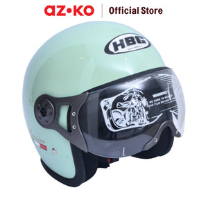 [EZO.0800758] AZKO Hbc Classico Helm Half Face Dengan Visor - Hijau Mint Penutup Kepala Helm Sepeda Motor Half Face Perlengkapan Berkendara Aksesori Motor