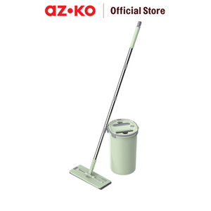 [EZO.0800759] AZKO Proclean Set Alat Pel Squeeze Dengan Ember - Hijau Kain Pel Spinning Mop With Bucket Pembersih Lantai Alat Kebersihan