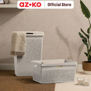 [EZO.0800782] AZKO Stora 42.5X35.5X62 cm Keranjang Laundry Ecohome - Putih Terra Tempat Baju Pakaian Kotor Wadah Cucian Laundry Basket Perlengkapan Rumah Tangga