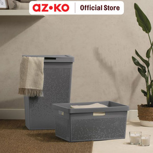 [EZO.0800784] AZKO Stora 42.5X35.5X62 cm Keranjang Laundry - Abu-Abu Terra Tempat Baju Pakaian Kotor Wadah Cucian Laundry Basket Perlengkapan Rumah Tangga