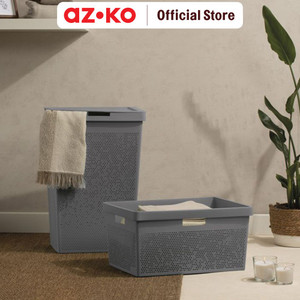 [EZO.0800785] AZKO Stora 36X52.5X26 cm Terra Keranjang Laundry - Abu-Abu Tempat Baju Pakaian Kotor Wadah Cucian Laundry Basket Perlengkapan Rumah Tangga