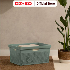 [EZO.0800787] AZKO Stora 36X52.5X26 cm Keranjang Laundry - Hijau Terra Tempat Baju Pakaian Kotor Wadah Cucian Laundry Basket Perlengkapan Rumah Tangga