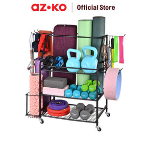 [EZO.0800801] AZKO Masterspace Rak Penyimpanan Alat Olahraga Multifungsi - Hitam Multipurpose Sport Storage Rack Tempat Simpan Alat Gym Dan Yoga Barbel Organizer Besi Perlengkapan Fitness