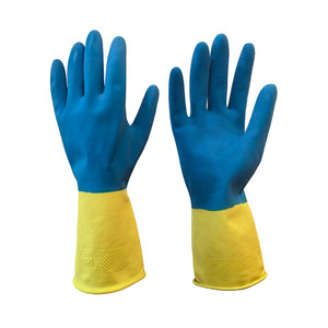 [EZO.0800857] AZKO Proclean Sarung Tangan Panjang Latex - Biru/Kuning Rubber Cleaning Hand Gloves Cleaning Tools Pelindung Tangan Kebersihan Elastis Reusable Anti Slip Gloves