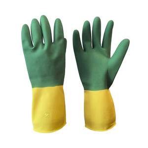[EZO.0800859] AZKO Proclean Sarung Tangan Panjang Latex - Hijau/Kuning Rubber Cleaning Hand Gloves Cleaning Tools Pelindung Tangan Kebersihan Elastis Reusable Anti Slip Gloves