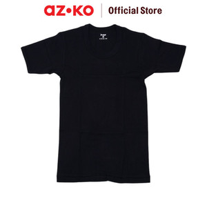 [EZO.0800871] AZKO Alph Tshirt Basic Men Black M Pakaian Kasual Tee Shirt Baju Tanpa Kerah Atasan Lengan Pendek Polos Fashion Pria