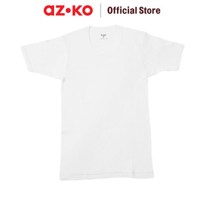 [EZO.0800872] AZKO Alph Tshirt Basic Men White L Pakaian Kasual Tee Shirt Baju Tanpa Kerah Atasan Lengan Pendek Polos Fashion Pria