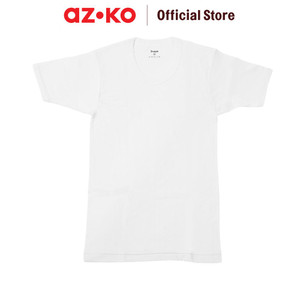 [EZO.0800873] AZKO Alph Tshirt Basic Men White M Pakaian Kasual Tee Shirt Baju Tanpa Kerah Atasan Lengan Pendek Polos Fashion Pria