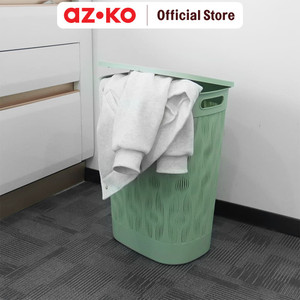 [EZO.0800874] AZKO Stora 44X34.5X57 cm Hamper Keranjang Laundry Leaves - Hijau Tempat Baju Pakaian Kotor Wadah Cucian Laundry Basket Perlengkapan Rumah Tangga