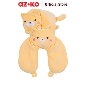 [EZO.0800889] AZKO Passport Bantal Leher Travel 2In1 Dog - Kuning Neck Cushion Travel Bantal Mobil U-Neck Car Pillow Sandaran Leher