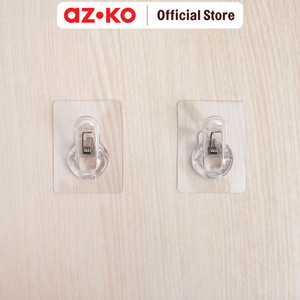 [EZO.0800923] AZKO Stora Set 2 Pcs Gantungan Dinding & Clip Permanen Transparan Pengait Multifungsi Tembok Clothes Hook Tempat Gantung Pakaian Barang Serbaguna