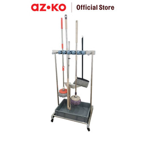 [EZO.0800951] AZKO Maxbuilt Organizer Sapu & Alat Pel - Abu-Abu Broom And Mop Holder Tempat Sapu Dan Pel Organizer Alat Kebersihan