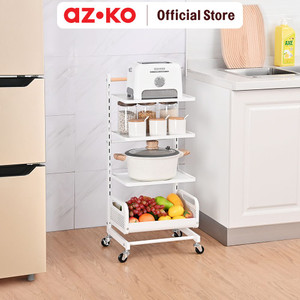 [EZO.0800952] AZKO Stora Rak Troli 4 Tingkat Adjustable Tempat Penyimpanan Multifungsi Dengan Roda Storage Trolley Wheels Rack Perlengkapan Rumah Tangga