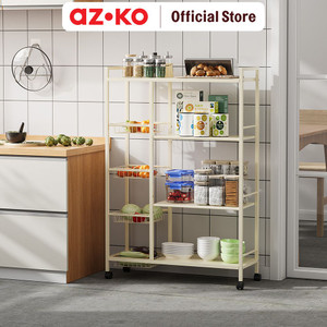 [EZO.0801030] AZKO Stora Cucina Rak Penyimpanan Dengan Roda & Keranjang Organizer Serbaguna Tempat Simpan Barang Multifungsi Rak Storage Perlengkapan Rumah Tangga