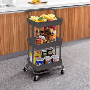 [EZO.0801039] AZKO Stora Cora Rak Troli 3 Tingkat Tempat Penyimpanan Multifungsi Dengan Roda Storage Trolley Wheels Rack Perlengkapan Rumah Tangga