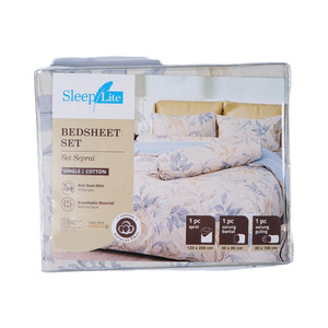 [EZO.0801049] AZKO Sleeplite Set Seprai Katun Flower - Krem Sprei Motif Seprai Aesthetic Seprei Sheet Set Bed Sheet Aksesoris Tempat Tidur Set Sarung Bantal Sarung Guling
