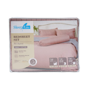 [EZO.0801050] AZKO Sleeplite Set Seprai Stripe - Pink Sprei Motif Seprai Aesthetic Seprei Sheet Set Bed Sheet Aksesoris Tempat Tidur Set Sarung Bantal Sarung Guling