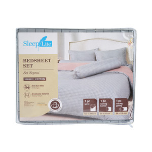 [EZO.0801052] AZKO Sleeplite Set Seprai Katun - Abu-Abu Sprei Motif Seprai Aesthetic Seprei Sheet Set Bed Sheet Aksesoris Tempat Tidur Set Sarung Bantal Sarung Guling