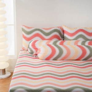 [EZO.0801065] AZKO Sleeplite Set Seprai Microfiber Stripe Noa Sprei Motif Seprai Aesthetic Seprei Sheet Set Bed Sheet Aksesoris Tempat Tidur Set Sarung Bantal Sarung Guling