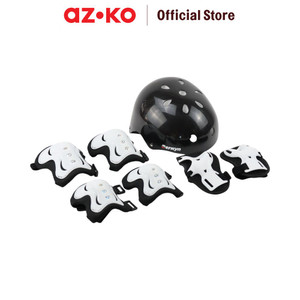 [EZO.0801118] AZKO Berwyn Set Helm & Deker Pelindung - Hitam Perlengkapan Olahraga Anak Set Pelindung Lutut Dan Siku Skates Scooter Bike Helm And Decker Protector