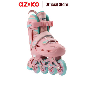 [EZO.0801122] AZKO Berwyn Ukuran S Sepatu Roda Inline Skate - Pink/Hijau Inline Skates Roller Shoes Perlengkapan Olahraga