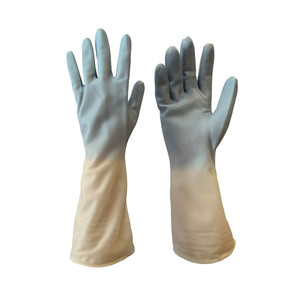 [EZO.0801161] AZKO Proclean Sarung Tangan Panjang Pvc Two Tone Cleaning Hand Gloves Cleaning Tools Pelindung Tangan Kebersihan Elastis Reusable Anti Slip Gloves