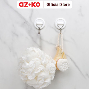 [EZO.0801190] AZKO Stora Set 3 Pcs Gantungan Dinding Serbaguna Permanen Rotatable - Putih Pengait Multifungsi Tembok Clothes Hook Tempat Gantung Pakaian Barang Serbaguna