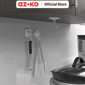 [EZO.0801191] AZKO Stora Set 2 Pcs Gantungan Dinding Serbaguna Permanen Rotatable - Putih Pengait Multifungsi Tembok Clothes Hook Tempat Gantung Pakaian Barang Serbaguna