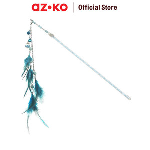 [EZO.0801265] AZKO Paws N Tail Mainan Kucing Stick Dengan Feathers - Biru