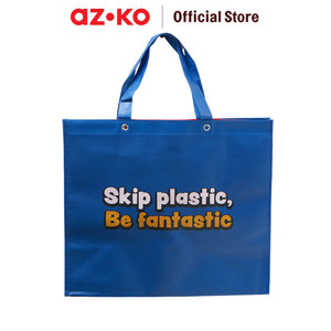 [EZO.0801308] AZKO Passport Tas Belanja Skip Plastic Medium - Biru/Merah Shopping Bag Kantong Blanja Tote Bag Belanjaan Serbaguna Tas Grosir