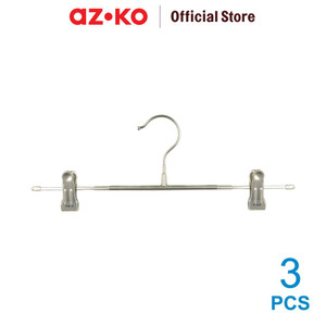 [EZO.0801315] AZKO Stora 36 cm Set 3 Pcs Hanger Celana Aluminium Dengan Clip - Abu-Abu Henger Gantungan Baju Serbaguna Pant Hook Perlengkapan Rumah Tangga