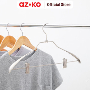 [EZO.0801317] AZKO Stora 43.5 cm Hanger Aluminium Dengan Clip - Abu-Abu Henger Gantungan Baju Serbaguna Shirt Hook Perlengkapan Rumah Tangga