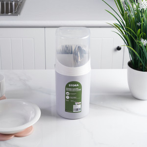 [EZO.0801335] AZKO Stora Tempat Alat Makan Dengan Tutup Round Kitchen Organizer Cutlery Storage Kompartemen Alat Makan Wadah Peralatan Makan Sendok Garpu