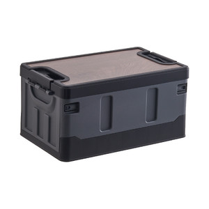 [EZO.0801349] AZKO Maxbuilt Kotak Penyimpanan Lipat - Hitam/Abu-Abu Wadah Kotak Simpan Serbaguna Foldable Storage Box Dengan Handle Boks Organizer