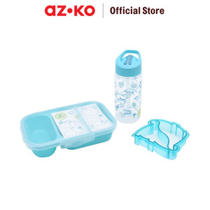 [EZO.0801383] AZKO Smash Set 4 Pcs Kotak Makan Anak 2 Sekat Shark - Biru Lunch Box Food Grade Food Box Dengan Clip Kotak Bekal Makan Bpa Free Wadah Makanan