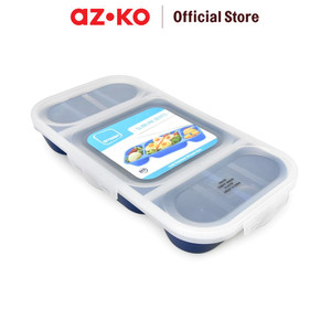 [EZO.0801386] AZKO Smash 28.5X15X5 cm Kotak Makan 6 Sekat Slimline Bento - Biru Navy