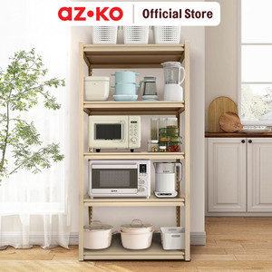 [EZO.0801397] AZKO Stora Rak Besi 5 Tingkat - Cokelat Latte Storage Rack Metal Tempat Penyimpanan Serbaguna Rak Barang Organizer Gudang