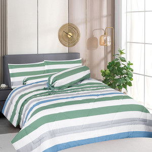 [EZO.0801422] AZKO Sleeplite Seprai Microfiber Stripe Eden Sprei Motif Seprai Aesthetic Seprei Sheet Set Bed Sheet Aksesoris Tempat Tidur Set Sarung Bantal Sarung Guling Set Bed Cover