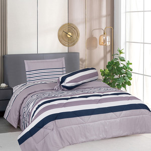 [EZO.0801425] AZKO Sleeplite Seprai Microfiber Stripe Hazel Sprei Motif Seprai Aesthetic Seprei Sheet Set Bed Sheet Aksesoris Tempat Tidur Set Sarung Bantal Sarung Guling Bedcover