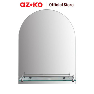 [EZO.0801455] AZKO Fosa 60X45 cm Cermin Dinding Kamar Mandi Dengan Rak Bevel 5 Mm - Silver Bathroom Wall Mirror Rak Cermin Tembok Aksesori Kamar Mandi Furniture Rumah