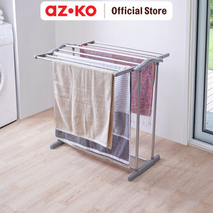 [EZO.0801456] AZKO Stora Jemuran Handuk Lipat 9 Bar Aluminium - Abu-Abu Tempat Jemur Anduk Drying Rack Gantungan Kain Lap Badan Mandi Towel Rack